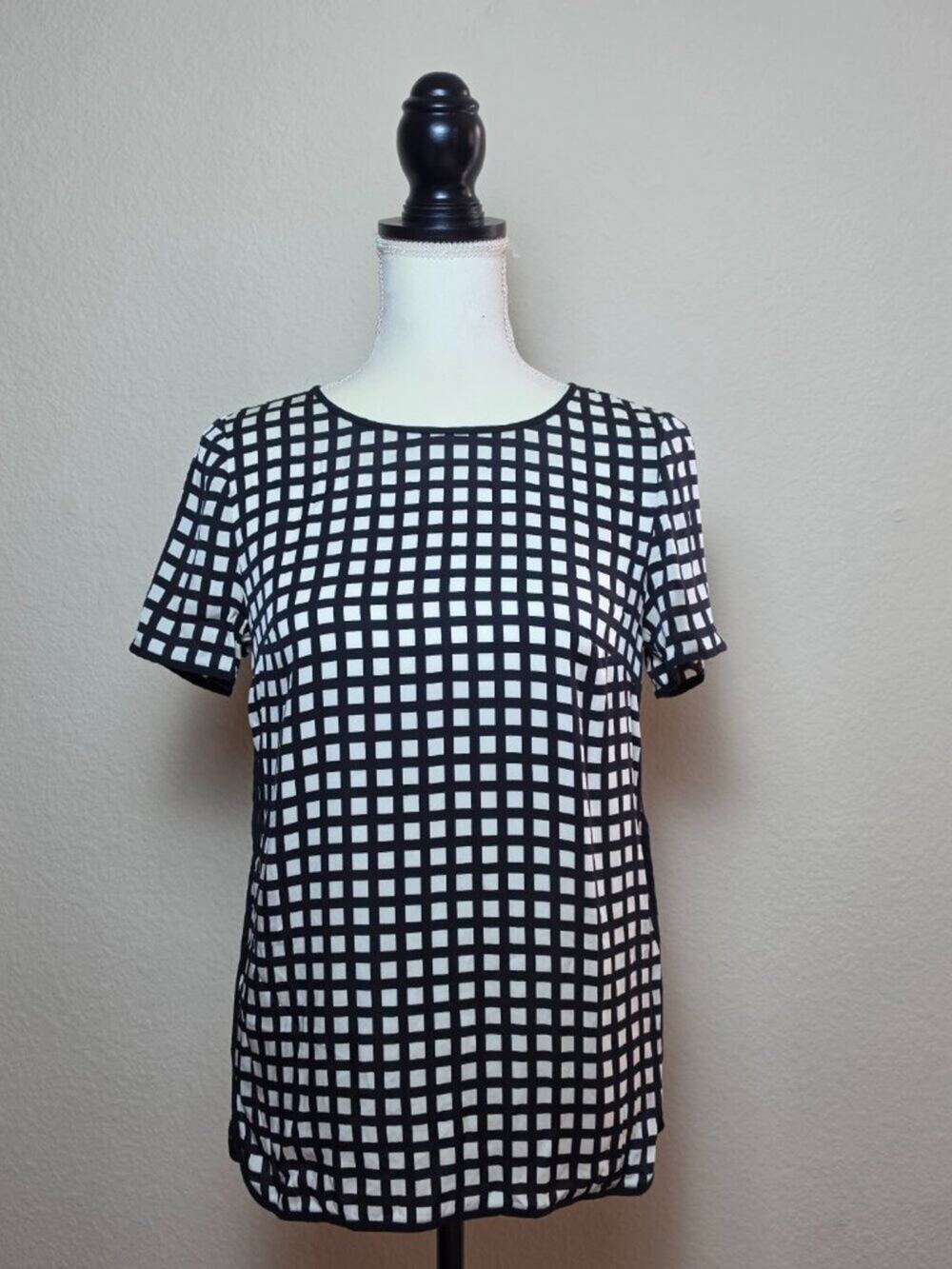 J.Crew Silk Windowpane Lightweight Blouse FLAW 2